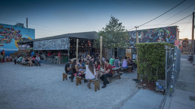 Outside dining in the Wynwood Arts District Outside dining in the Wynwood Arts District