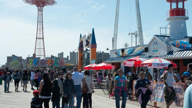 Strolling the boardwalk at Coney Island Strolling the boardwalk at Coney Island