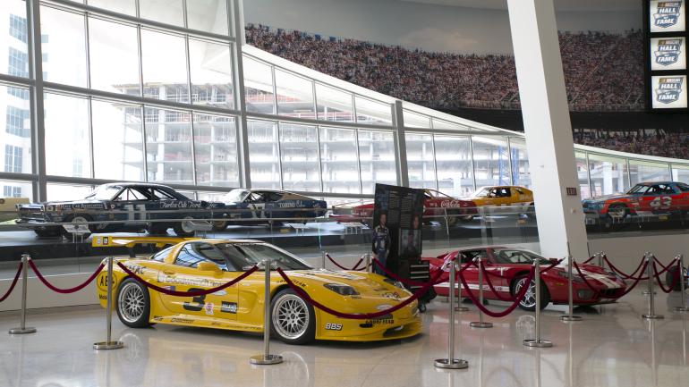 Fast cars on display at the NASCAR Hall of Fame Fast cars on display at the NASCAR Hall of Fame