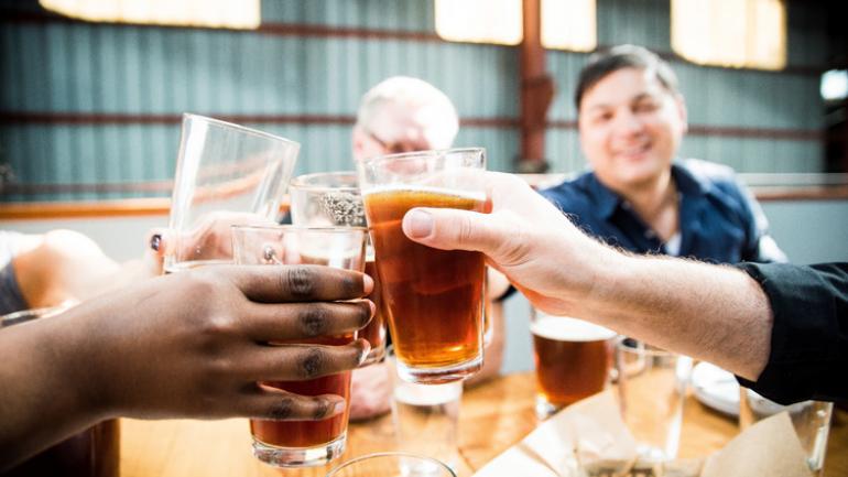 Toasting with a craft beer in the San Francisco Bay area Toasting with a craft beer in the San Francisco Bay area