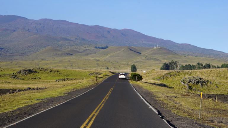 Road trip heading to the top of the Mauna Kea volcano Road trip heading to the top of the Mauna Kea volcano