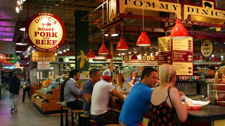Variety of dining options and vendors inside the Reading Terminal Market Variety of dining options and vendors inside the Reading Terminal Market