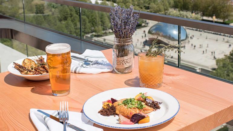 Lunch at Cindy’s Rooftop Restaurant, which uses fresh, seasonal ingredients and serves gourmet cocktails Lunch at Cindy’s Rooftop Restaurant, which uses fresh, seasonal ingredients and serves gourmet cocktails