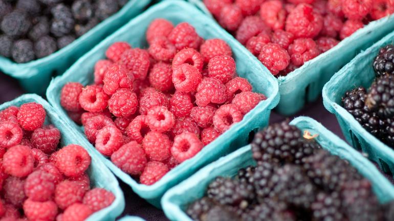 Freshly picked berries at a farmers market Freshly picked berries at a farmers market