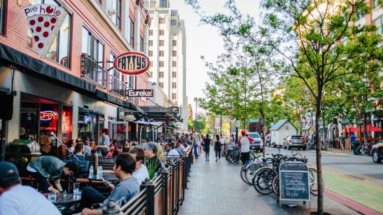 Strolling along downtown Boise’s bustling 8th Street, known for its restaurants Strolling along downtown Boise’s bustling 8th Street, known for its restaurants