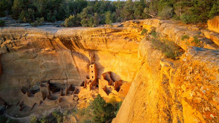 Ruins of the Square Tower House, carved by Ancestral Puebloans, in Mesa Verde National Park Ruins of the Square Tower House, carved by Ancestral Puebloans, in Mesa Verde National Park