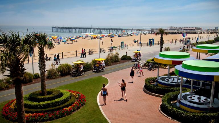 Virginia Beach Boardwalk stretching nearly five kilometers Virginia Beach Boardwalk stretching nearly five kilometers