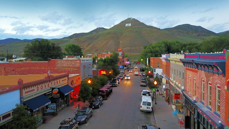 View overlooking Salida's quaint streets and surrounding landscape View overlooking Salida's quaint streets and surrounding landscape