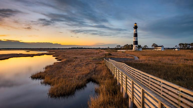 Bodie Island Light Station at the Cape Hatteras National Seashore Bodie Island Light Station at the Cape Hatteras National Seashore