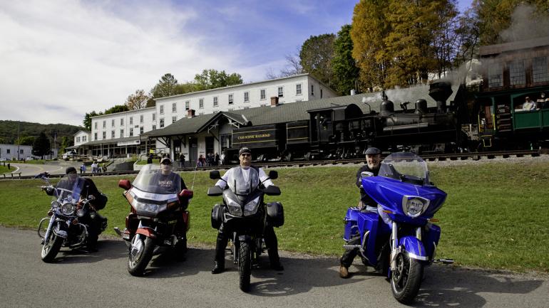 Fall motorcycle ride at the Cass Scenic Railroad State Park Fall motorcycle ride at the Cass Scenic Railroad State Park