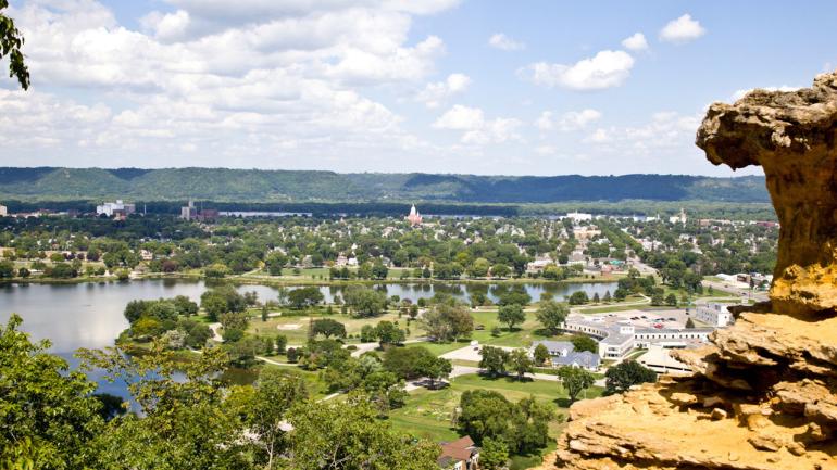 Lush overlook of the river bluffs in Winona Lush overlook of the river bluffs in Winona