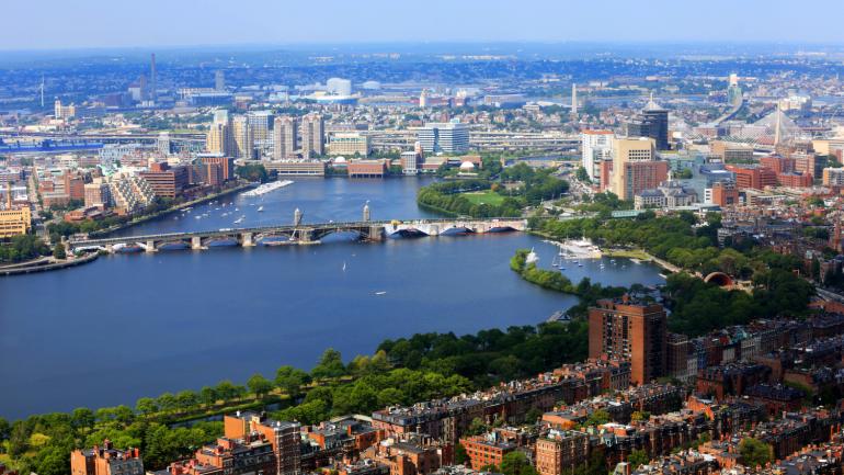 Aerial view of Boston and the Charles River from the Skywalk Observatory Aerial view of Boston and the Charles River from the Skywalk Observatory