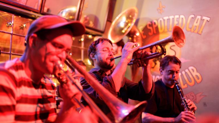 Jazz act at The Spotted Cat Music Club on Frenchmen Street Jazz act at The Spotted Cat Music Club on Frenchmen Street
