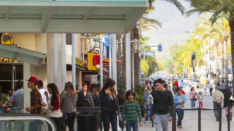 Family exploring downtown Burbank, California Family exploring downtown Burbank, California