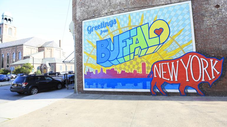 A colorful mural in downtown Buffalo, New York A colorful mural in downtown Buffalo, New York