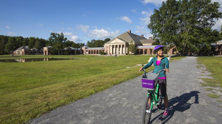 Cycling through Saratoga, New York via the city’s bike share program Cycling through Saratoga, New York via the city’s bike share program