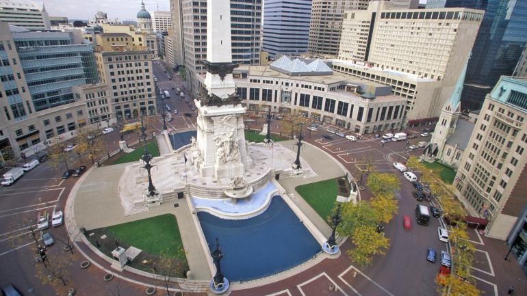 The Soldiers & Sailors Monument in Monument Circle in downtown Indianapolis The Soldiers & Sailors Monument in Monument Circle in downtown Indianapolis