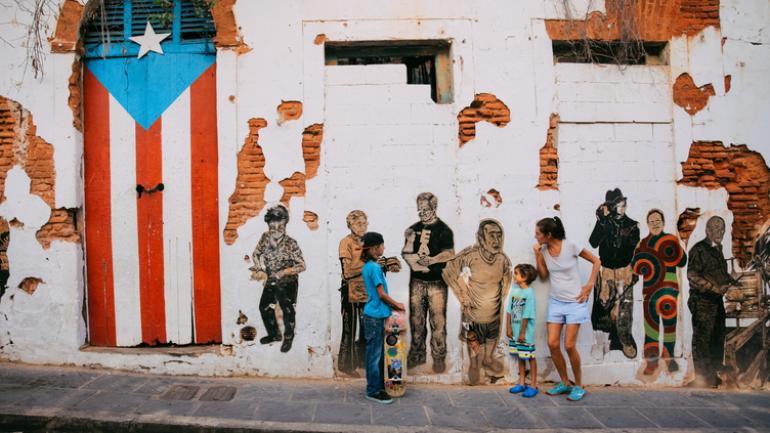 Posing with street art in Old San Juan Posing with street art in Old San Juan