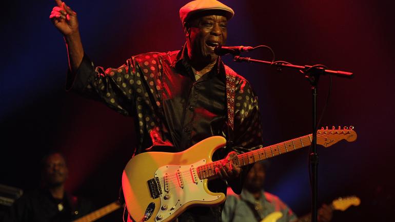 Legendary Blues musician Buddy Guy onstage at his club in Chicago Legendary Blues musician Buddy Guy onstage at his club in Chicago