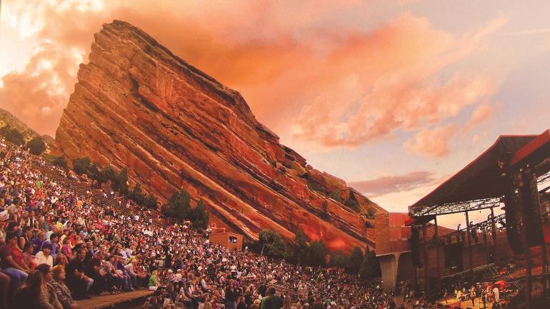 Catching a performance as the sun sets over Red Rocks Amphitheater Catching a performance as the sun sets over Red Rocks Amphitheater