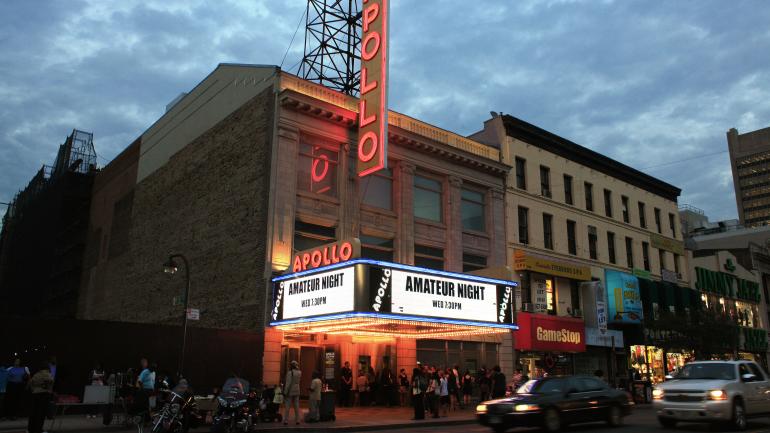 The historic Apollo Theater in the Harlem neighborhood of Manhattan in New York City The historic Apollo Theater in the Harlem neighborhood of Manhattan in New York City