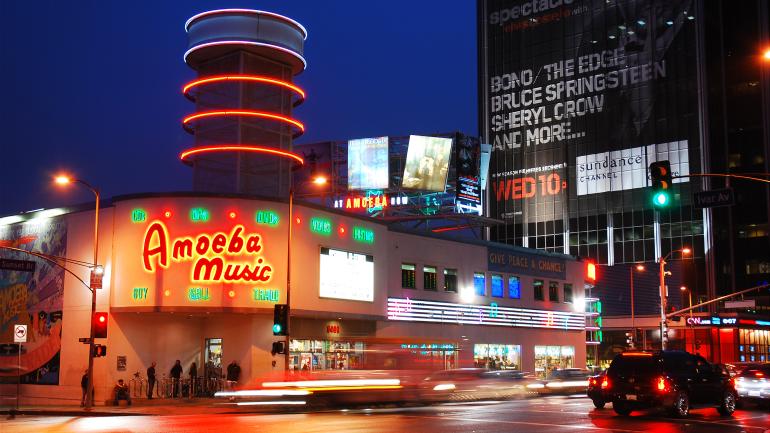 Amoeba Music, the largest independent record store in the world, in Los Angeles, California Amoeba Music, the largest independent record store in the world, in Los Angeles, California