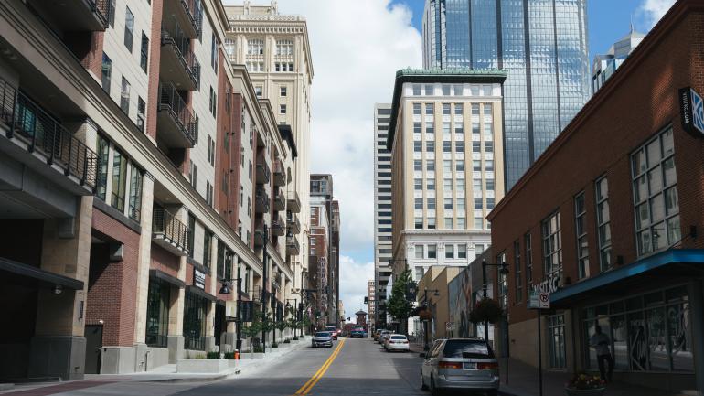 Downtown streetscape in Kansas City Downtown streetscape in Kansas City