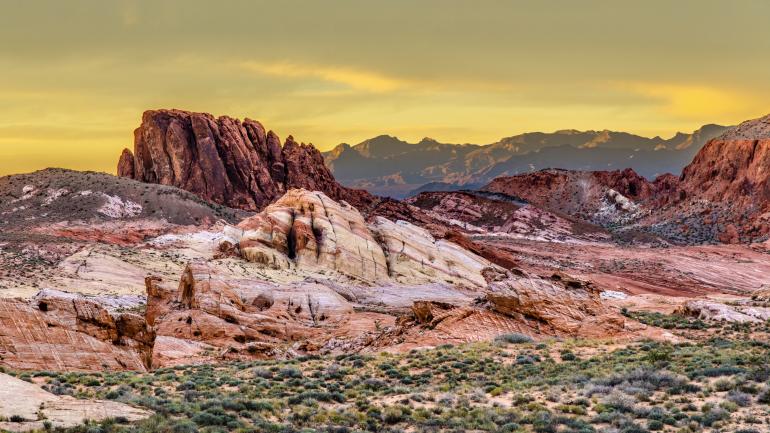 Varying hues of sand stone rock formations in Valley of Fire State Park Varying hues of sand stone rock formations in Valley of Fire State Park
