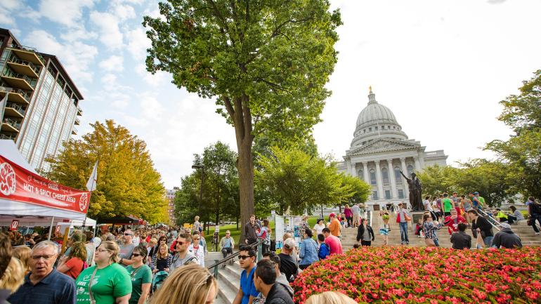 The Dane County Farmers’ Market, held weekly in downtown Madison's Capitol Square The Dane County Farmers’ Market, held weekly in downtown Madison's Capitol Square