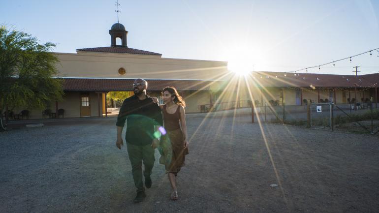 Romantic sunset stroll on the grounds of the Desert Inn and Conference Center in Ajo Romantic sunset stroll on the grounds of the Desert Inn and Conference Center in Ajo