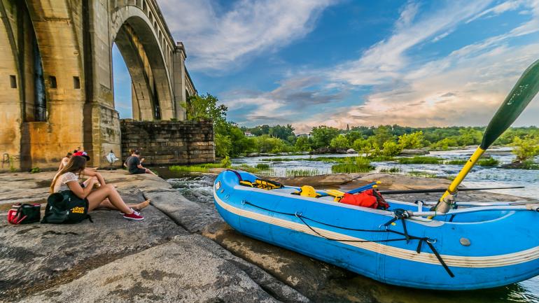 The James River, a popular spot for whitewater rafting in Richmond The James River, a popular spot for whitewater rafting in Richmond