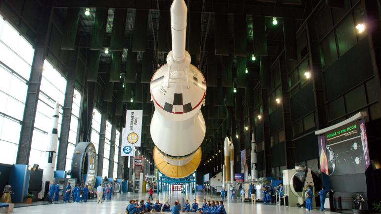In the shadow of the Saturn V rocket at Space Camp In the shadow of the Saturn V rocket at Space Camp