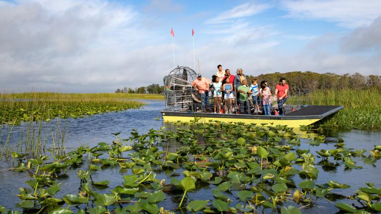A scenic airboat tour on the headwaters of the Florida Everglades A scenic airboat tour on the headwaters of the Florida Everglades