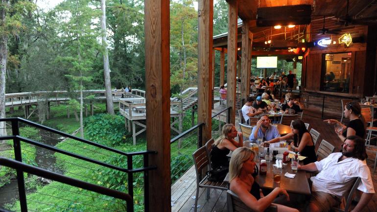 Waterfront dining at The Chimes in Covington, Louisiana Waterfront dining at The Chimes in Covington, Louisiana