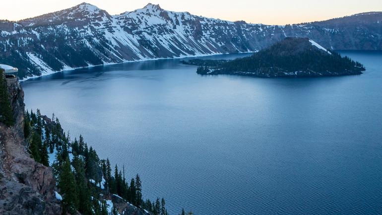 Awaiting sunrise at Crater Lake National Park in Southern Oregon Awaiting sunrise at Crater Lake National Park in Southern Oregon