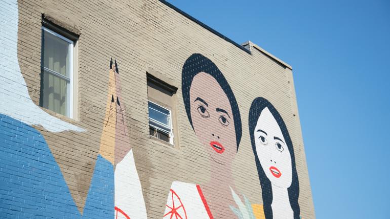 mural in Bay View neighborhood of Milwaukee, Wisconsin mural in Bay View neighborhood of Milwaukee, Wisconsin