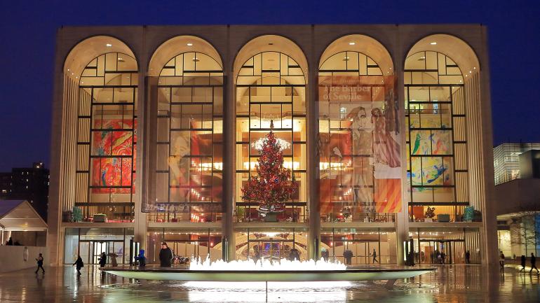 Nighttime view of Lincoln Center during the holiday season Nighttime view of Lincoln Center during the holiday season
