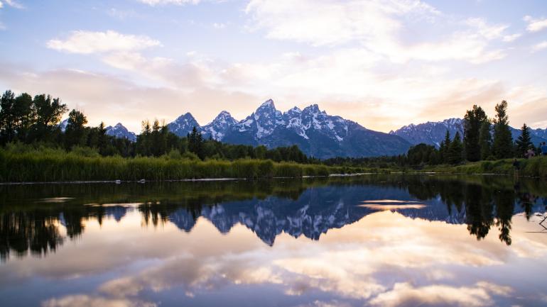 The view from Schwabachers Landing in Grand Teton National Park, Wyoming The view from Schwabachers Landing in Grand Teton National Park, Wyoming
