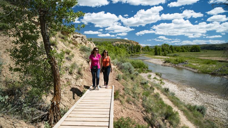 Hiking a trail near Bear River State Park in Evanston, Wyoming Hiking a trail near Bear River State Park in Evanston, Wyoming
