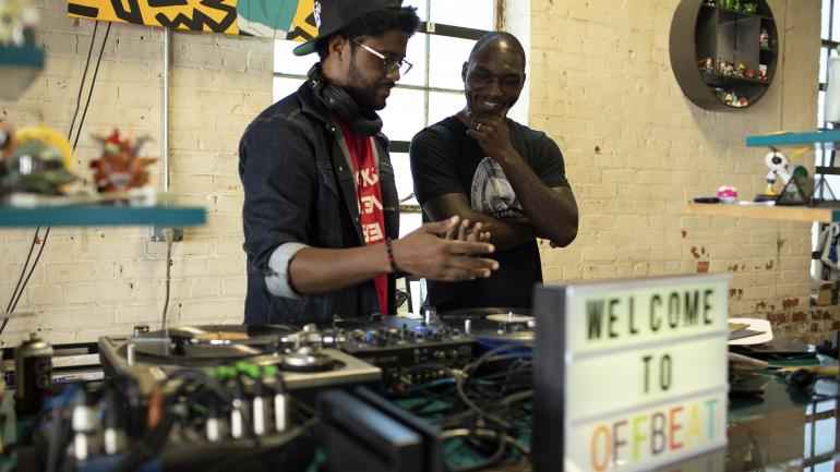 A DJ performing at Offbeat, which blends the local music and art scenes A DJ performing at Offbeat, which blends the local music and art scenes