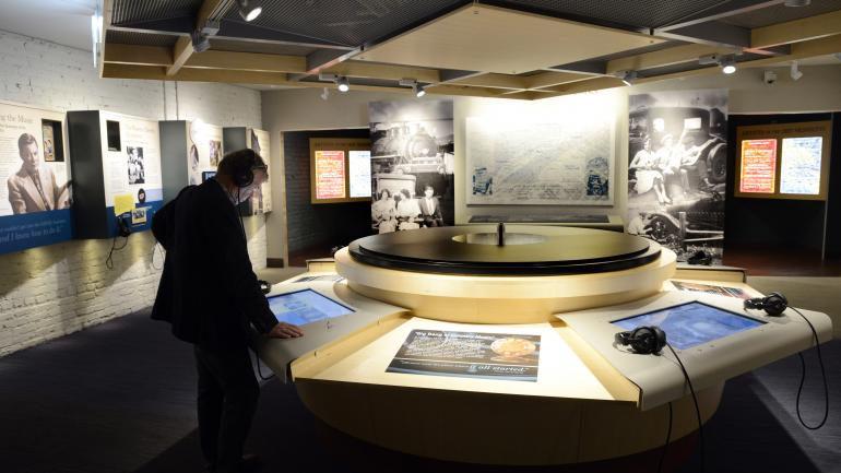 Browsing exhibits in the Birthplace of Country Music Museum Browsing exhibits in the Birthplace of Country Music Museum