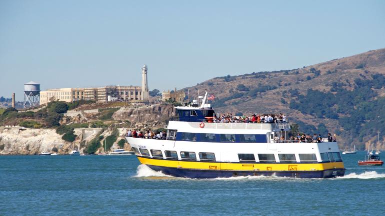 A Blue and Gold cruise ship out on the bay A Blue and Gold cruise ship out on the bay