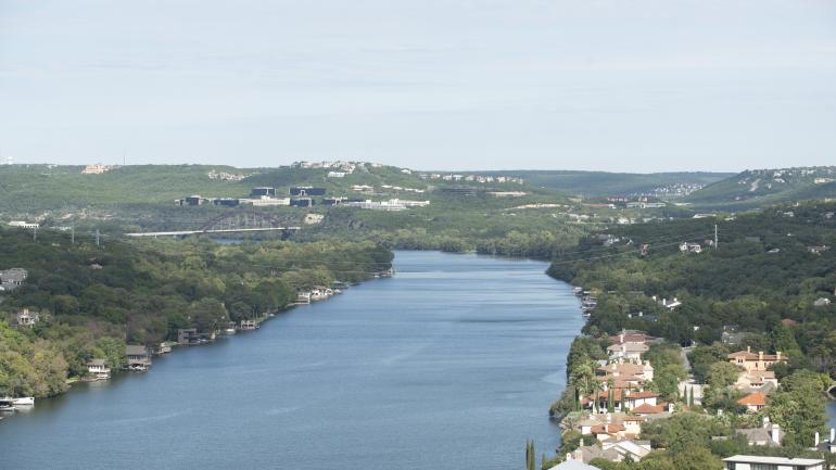Overlooking Lady Bird Lake and the surrounding hills of Austin Overlooking Lady Bird Lake and the surrounding hills of Austin