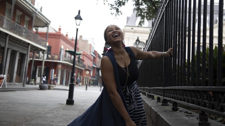 All smiles for photo ops in the French Quarter All smiles for photo ops in the French Quarter
