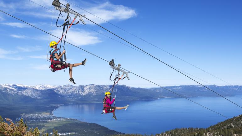 High-speed thrills on the Blue Streak zip line High-speed thrills on the Blue Streak zip line