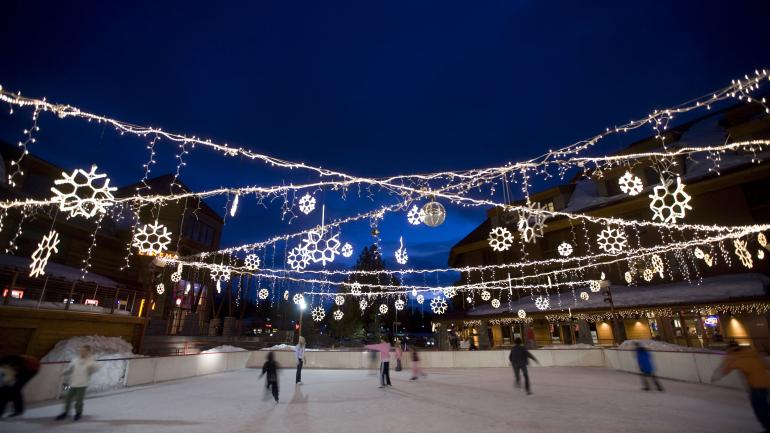 Nighttime ice skating at Heavenly Village Nighttime ice skating at Heavenly Village