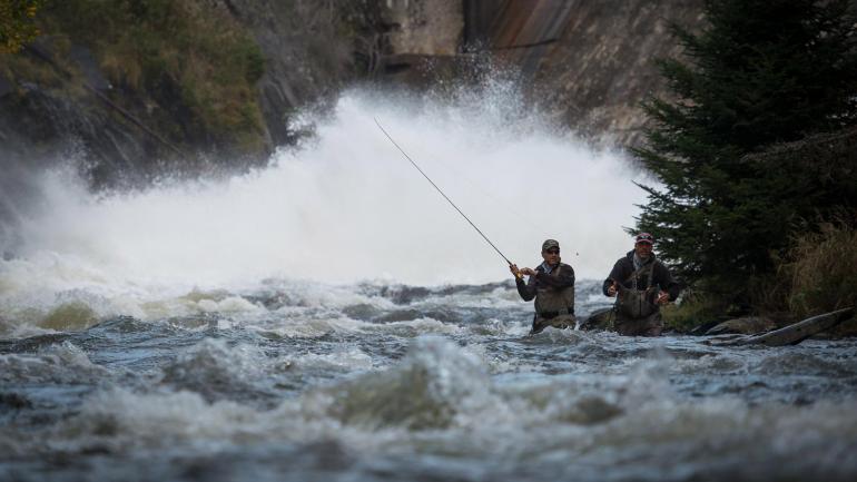 Pescando en el Trophy Stretch del Connecticut River en Pittsburgh Pescando en el Trophy Stretch del Connecticut River en Pittsburgh