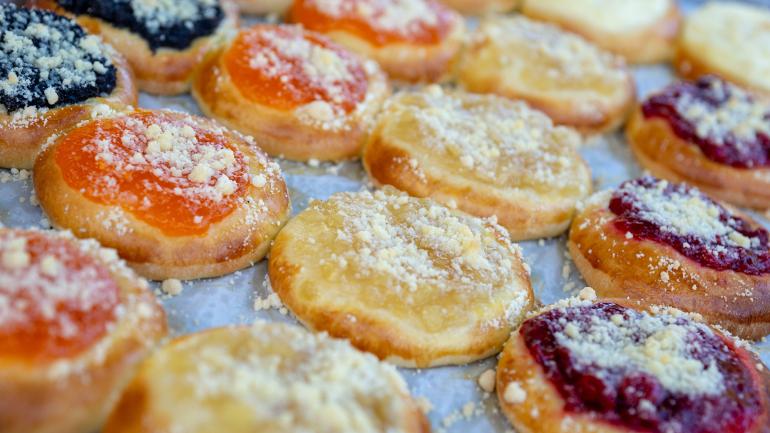 Kolaches, Czech pastries with sweet or savory fillings, popular in West, Texas Kolaches, Czech pastries with sweet or savory fillings, popular in West, Texas