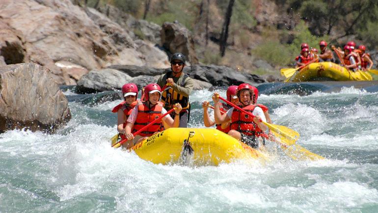 A whitewater rafting tour on the Tuolumne River A whitewater rafting tour on the Tuolumne River
