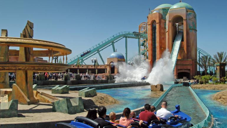 Thrills on the Journey to Atlantis water ride at SeaWorld San Diego Thrills on the Journey to Atlantis water ride at SeaWorld San Diego